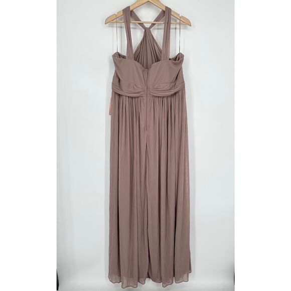 Birdy Grey Kiko Maxi Dress Halter Ruched Long Formal Bridesmaid Gown Curve Mauve - Picture 10 of 14